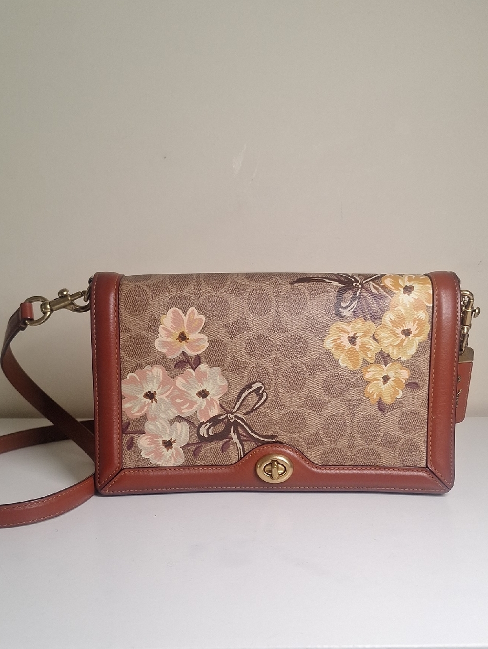 COACH Riley Signature Canvas Prairie Floral Print Crossbody